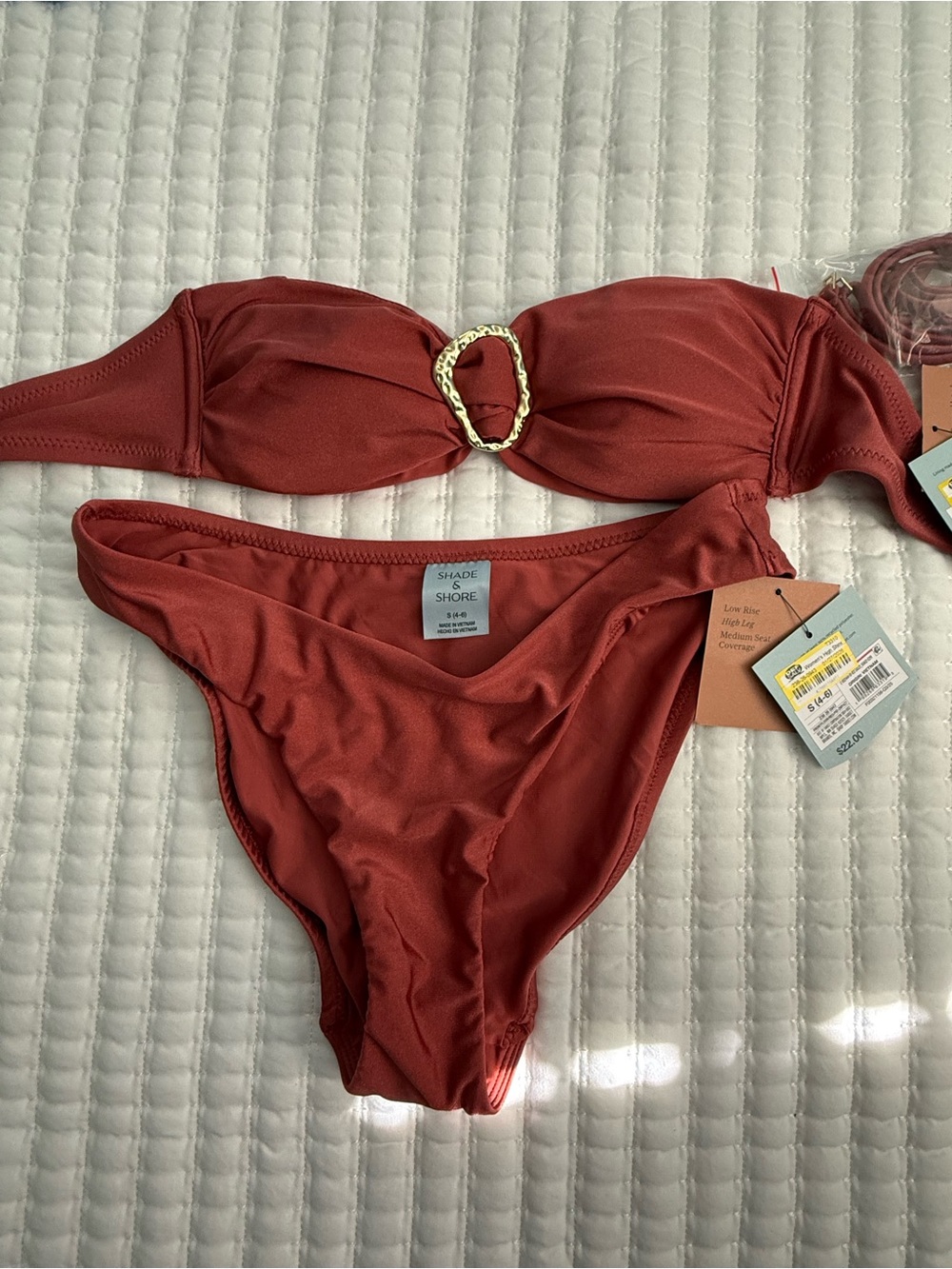 Women's High Shine Ring Bandeau Bikini Top W/ Matching Bottoms Shade & Shore™